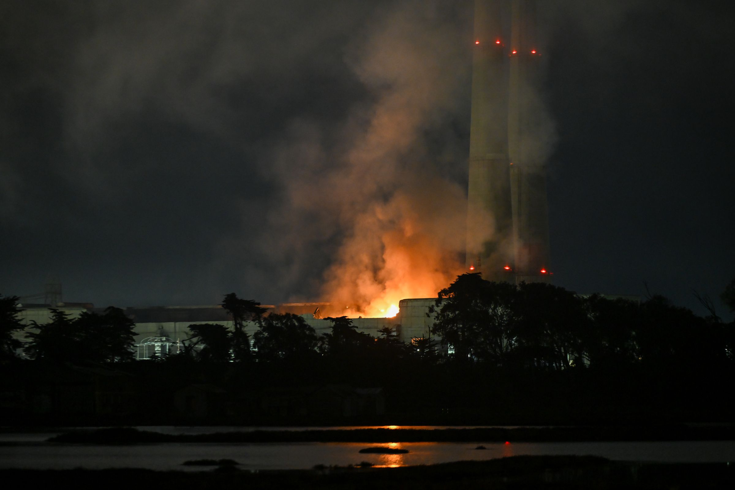 A giant battery power plant is on fire in California